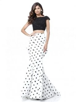 Sherri Hill - 51717 Two Piece Lace Polka Dot Mermaid Dress