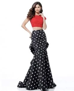 Sherri Hill - 51717 Two Piece Lace Polka Dot Mermaid Dress 13 Sherri Hill - 51717 Two Piece Lace Polka Dot Mermaid Dress