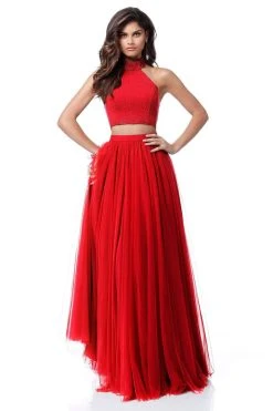Sherri Hill - 51721 Two Piece Beaded High Halter A Line Dress