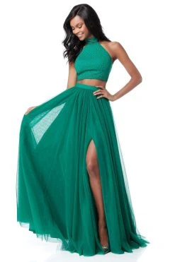 Sherri Hill - 51721 Two Piece Beaded High Halter A Line Dress