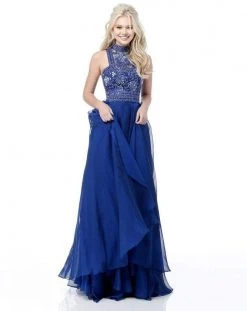 Sherri Hill - 51722 Beaded Cut-In Halter Chiffon Long Dress 8 Sherri Hill - 51722 Beaded Cut-In Halter Chiffon Long Dress