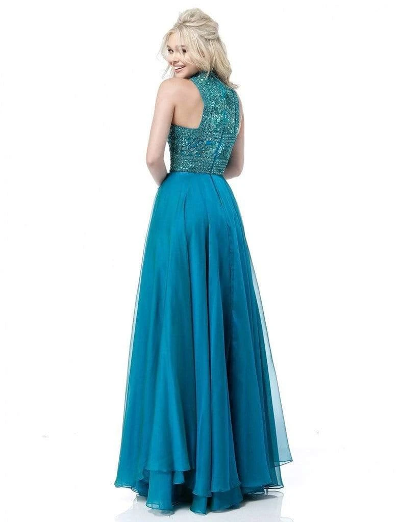 Sherri Hill - 51722 Beaded Cut-In Halter Chiffon Long Dress 4 Sherri Hill - 51722 Beaded Cut-In Halter Chiffon Long Dress