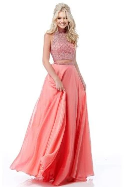 Sherri Hill - 51724 Two Piece Beaded High Halter Chiffon Dress