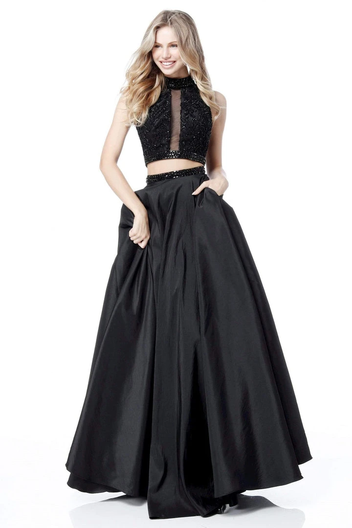 Sherri Hill - 51725 Two Piece Beaded Lace High Halter A-Line Dress 3 Sherri Hill - 51725 Two Piece Beaded Lace High Halter A-Line Dress