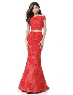 Sherri Hill - 51727 Two Piece Lace Off-Shoulder Mermaid Dress 8 Sherri Hill - 51727 Two Piece Lace Off-Shoulder Mermaid Dress