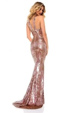 Sherri Hill - 51735 Cross Halter Sequin Evening Gown