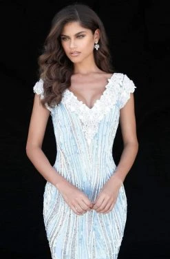 Sherri Hill - 51736 Floral Applique Plunging V-neck Sheath Dress 18 Sherri Hill - 51736 Floral Applique Plunging V-neck Sheath Dress