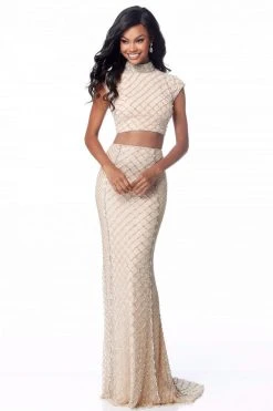 Sherri Hill - 51738 Two Piece Crisscross Beaded High Neck Dress