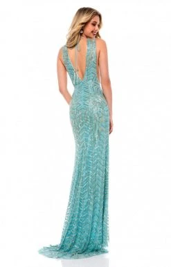 Sherri Hill - 51745 Beaded Deep V-neck Sheath Dress 6 Sherri Hill - 51745 Beaded Deep V-neck Sheath Dress