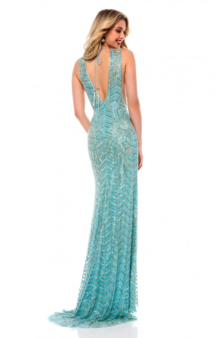 Sherri Hill - 51745 Beaded Deep V-neck Sheath Dress 4 Sherri Hill - 51745 Beaded Deep V-neck Sheath Dress