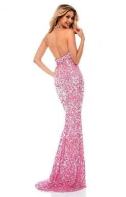 Sherri Hill - 51748 Full Sequins Plunging Halter Fitted Evening Gown 7 Sherri Hill - 51748 Full Sequins Plunging Halter Fitted Evening Gown