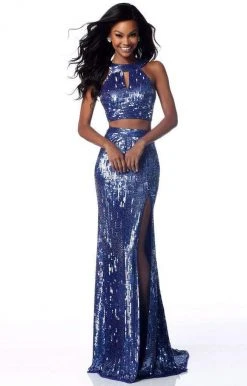 Sherri Hill - 51756 Two Piece Sequins Dress With Long Slit