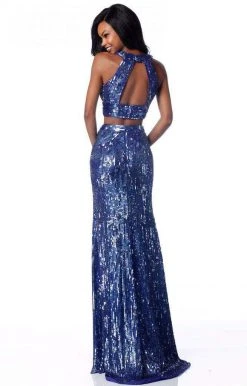 Sherri Hill - 51756 Two Piece Sequins Dress With Long Slit