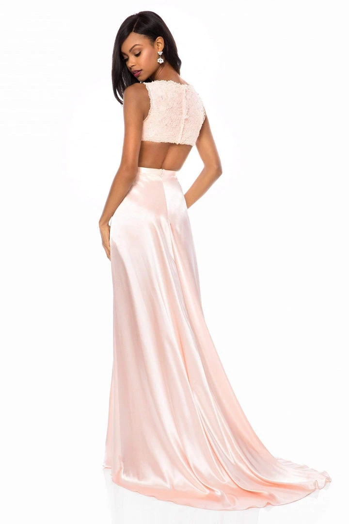 Sherri Hill - 51765 Plunging V-Neck Romper With A-Line Overskirt 4 Sherri Hill - 51765 Plunging V-Neck Romper With A-Line Overskirt