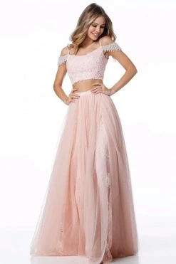 Sherri Hill - 51771 Cap Sleeve Appliqued Two-Piece A Line Dress