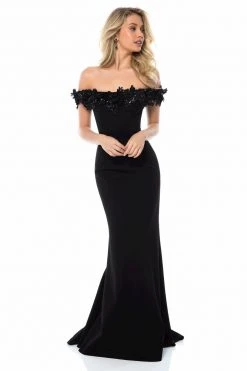 Sherri Hill - 51774 Floral Lace Off-Shoulder Jersey Dress