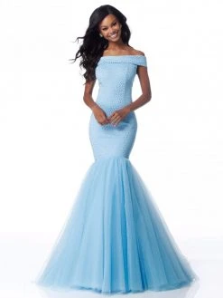 Sherri Hill - 51778 Beaded Jersey Off-Shoulder Tulle Mermaid Dress