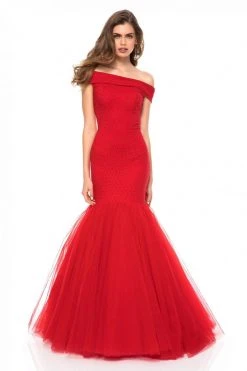 Sherri Hill - 51778 Beaded Jersey Off-Shoulder Tulle Mermaid Dress