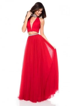 Sherri Hill - 51780 Beaded Choker Plunging Cutout Tulle Dress