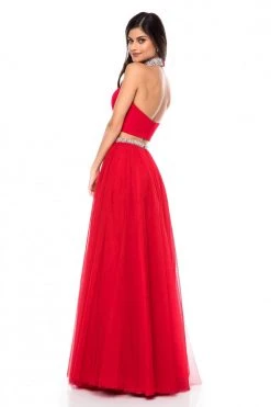 Sherri Hill - 51780 Beaded Choker Plunging Cutout Tulle Dress