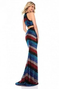 Sherri Hill - 51784 Beaded Deep V-neck Sheath Dress