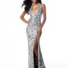 Sherri Hill - 51785 Deep V Neck Fitted Sequin Gown 1 Sherri Hill - 51785 Deep V Neck Fitted Sequin Gown