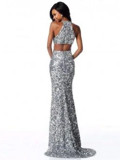 Sherri Hill - 51785 Deep V Neck Fitted Sequin Gown