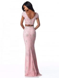Sherri Hill - 51786 Beaded Two Piece V-Neck Sheath Dress