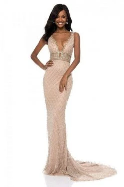 Sherri Hill - 51788 Beaded Plunging V-Neck Evening Dress