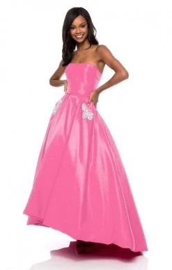 Sherri Hill - 51789 Strapless High-Low A-Line Gown With Beaded Pockets