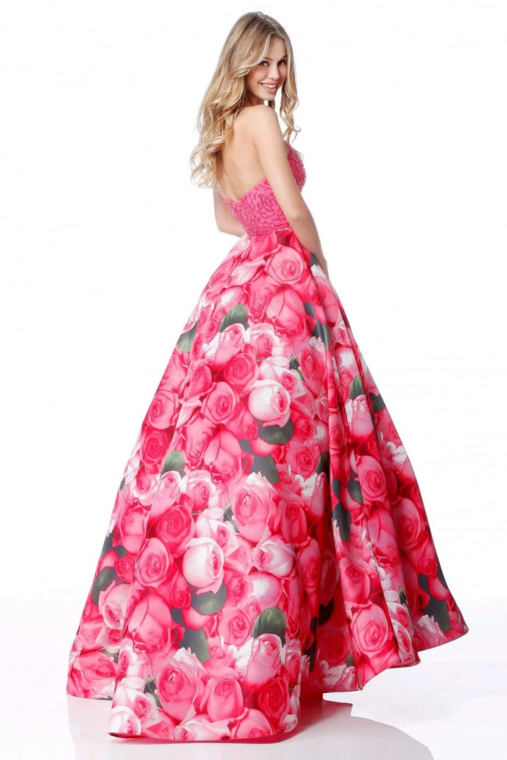 Sherri Hill - 51794 Beaded Halter Floral Print Ballgown 4 Sherri Hill - 51794 Beaded Halter Floral Print Ballgown