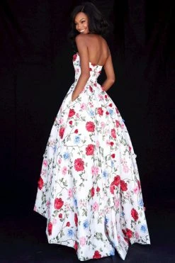 Sherri Hill - 51795 Strapless Semi-Sweetheart Floral Print Ballgown 8 Sherri Hill - 51795 Strapless Semi-Sweetheart Floral Print Ballgown
