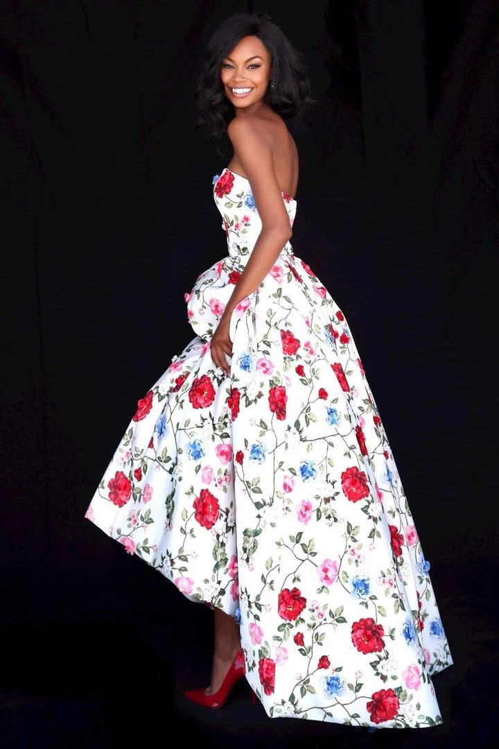 Sherri Hill - 51795 Strapless Semi-Sweetheart Floral Print Ballgown 6 Sherri Hill - 51795 Strapless Semi-Sweetheart Floral Print Ballgown