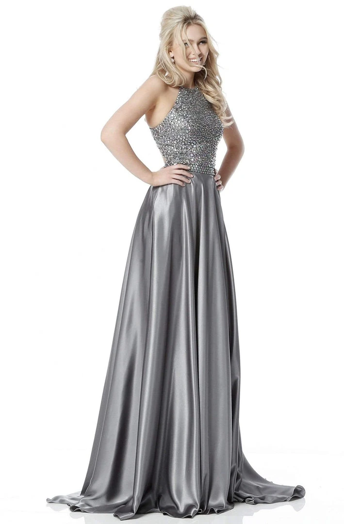 Sherri Hill - 51799 Halter Neck Gemstone Beaded Long Dress 3 Sherri Hill - 51799 Halter Neck Gemstone Beaded Long Dress