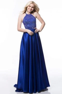 Sherri Hill - 51799 Halter Neck Gemstone Beaded Long Dress 10 Sherri Hill - 51799 Halter Neck Gemstone Beaded Long Dress