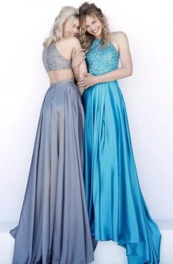 Sherri Hill - 51799 Halter Neck Gemstone Beaded Long Dress