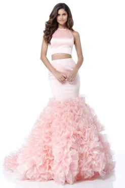 Sherri Hill - 51801 Two Piece Fitted Ruffled Tulle Mermaid Dress