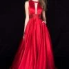 Sherri Hill - 51802 Beaded Halter Neck Satin Ballgown With Open Back