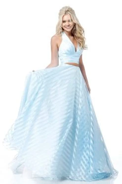 Sherri Hill - 51804 Striped Two-Piece Plunging Halter Ballgown