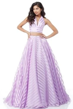 Sherri Hill - 51804 Striped Two-Piece Plunging Halter Ballgown 15 Sherri Hill - 51804 Striped Two-Piece Plunging Halter Ballgown