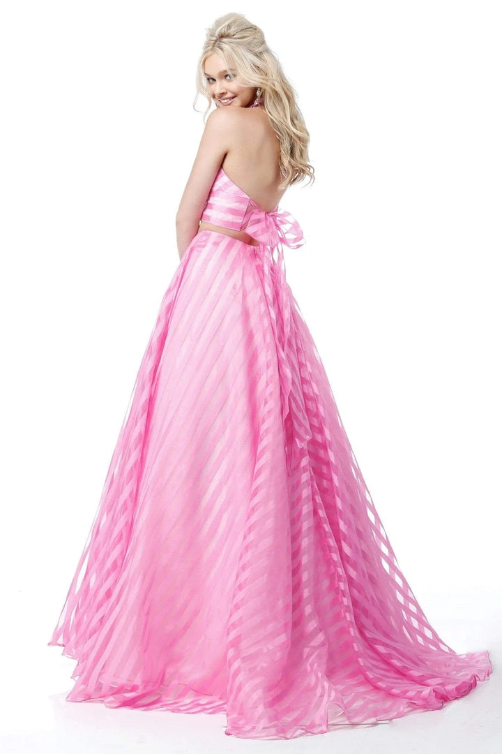 Sherri Hill - 51804 Striped Two-Piece Plunging Halter Ballgown 9 Sherri Hill - 51804 Striped Two-Piece Plunging Halter Ballgown
