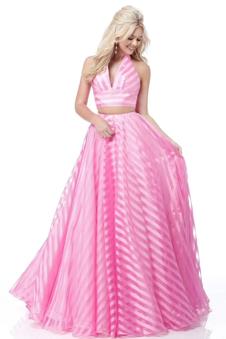 Sherri Hill - 51804 Striped Two-Piece Plunging Halter Ballgown 11 Sherri Hill - 51804 Striped Two-Piece Plunging Halter Ballgown