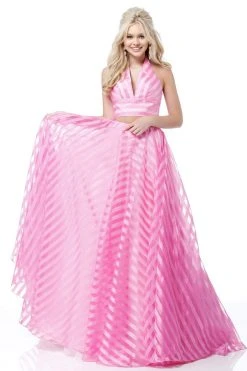 Sherri Hill - 51804 Striped Two-Piece Plunging Halter Ballgown 18 Sherri Hill - 51804 Striped Two-Piece Plunging Halter Ballgown