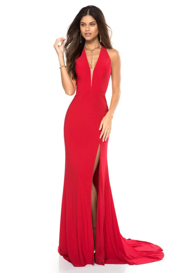 Sherri Hill - 51806 Deep Halter V-neck Jersey Trumpet Dress 9 Sherri Hill - 51806 Deep Halter V-neck Jersey Trumpet Dress