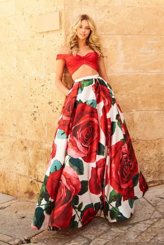 Sherri Hill - 51815 Plunging Off-Shoulder Floral Taffeta Ballgown 7 Sherri Hill - 51815 Plunging Off-Shoulder Floral Taffeta Ballgown