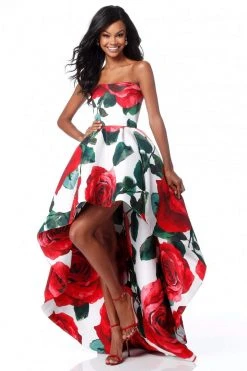 Sherri Hill - 51816 Strapless Floral Print High Low A-Line Dress