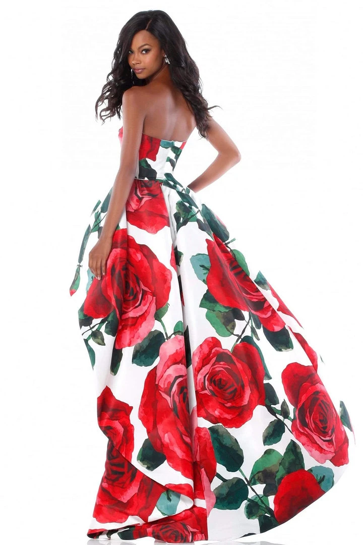 Sherri Hill - 51816 Strapless Floral Print High Low A-Line Dress 5 Sherri Hill - 51816 Strapless Floral Print High Low A-Line Dress