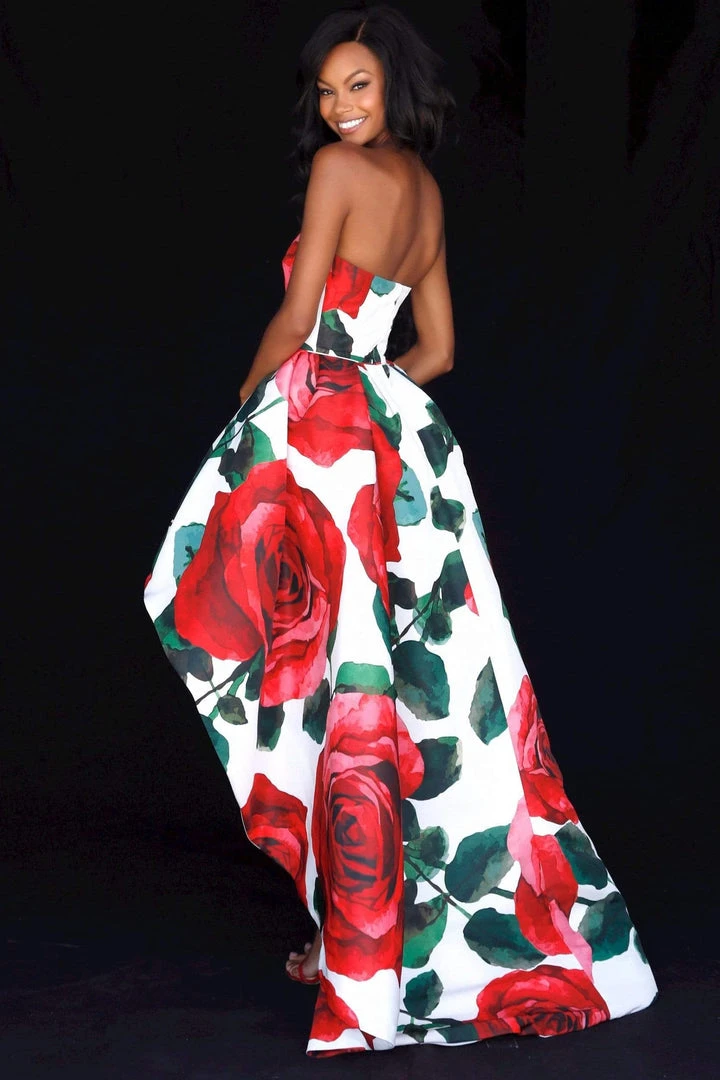 Sherri Hill - 51816 Strapless Floral Print High Low A-Line Dress 8 Sherri Hill - 51816 Strapless Floral Print High Low A-Line Dress