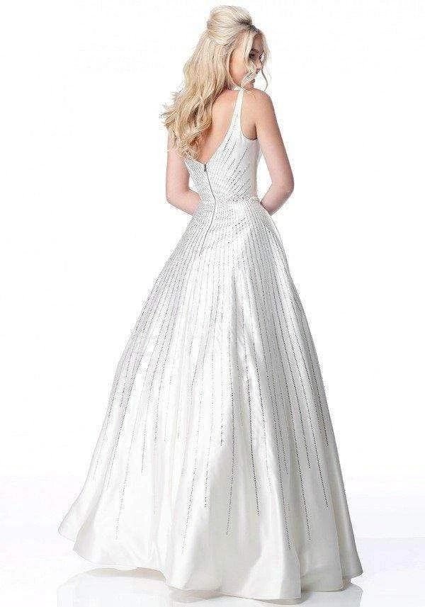 Sherri Hill - 51818 Sleeveless Sheer Plunging Neck Sparkly Satin Gown 4 Sherri Hill - 51818 Sleeveless Sheer Plunging Neck Sparkly Satin Gown