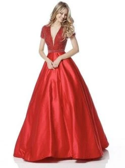 Sherri Hill - 51819 Beaded Ornate V Neck Satin Ballgown 13 Sherri Hill - 51819 Beaded Ornate V Neck Satin Ballgown